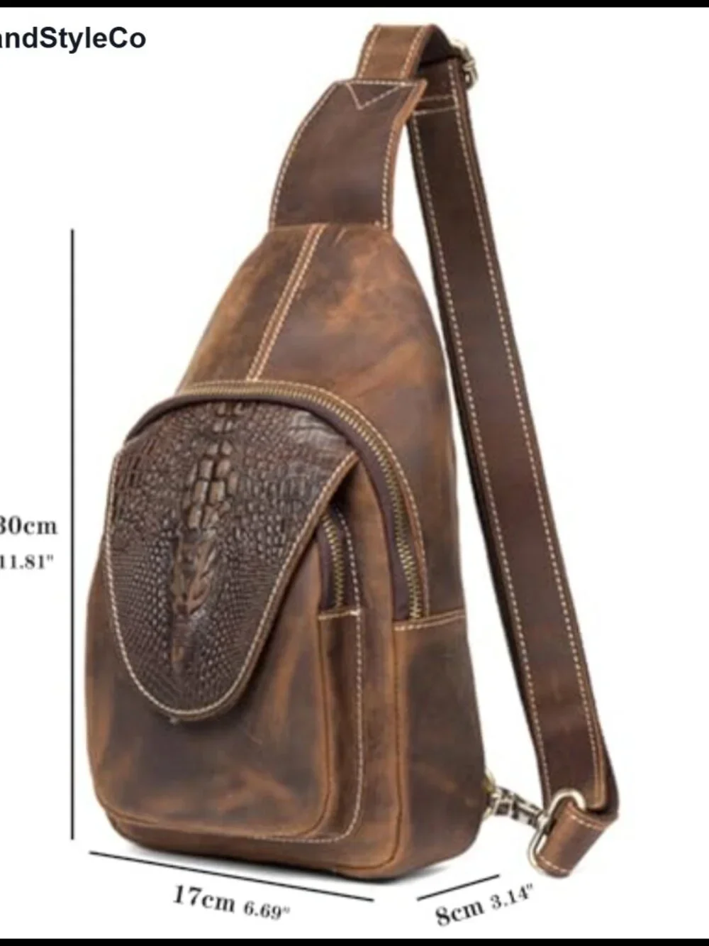 Genuine Leather Sling Bag Men Women Crossbody Chest Backpack Shoulder Casual